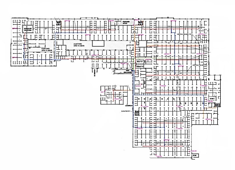 diagram of pipe system to be installed to collect VOC's for the SSD system for environmental remediation of air hazards