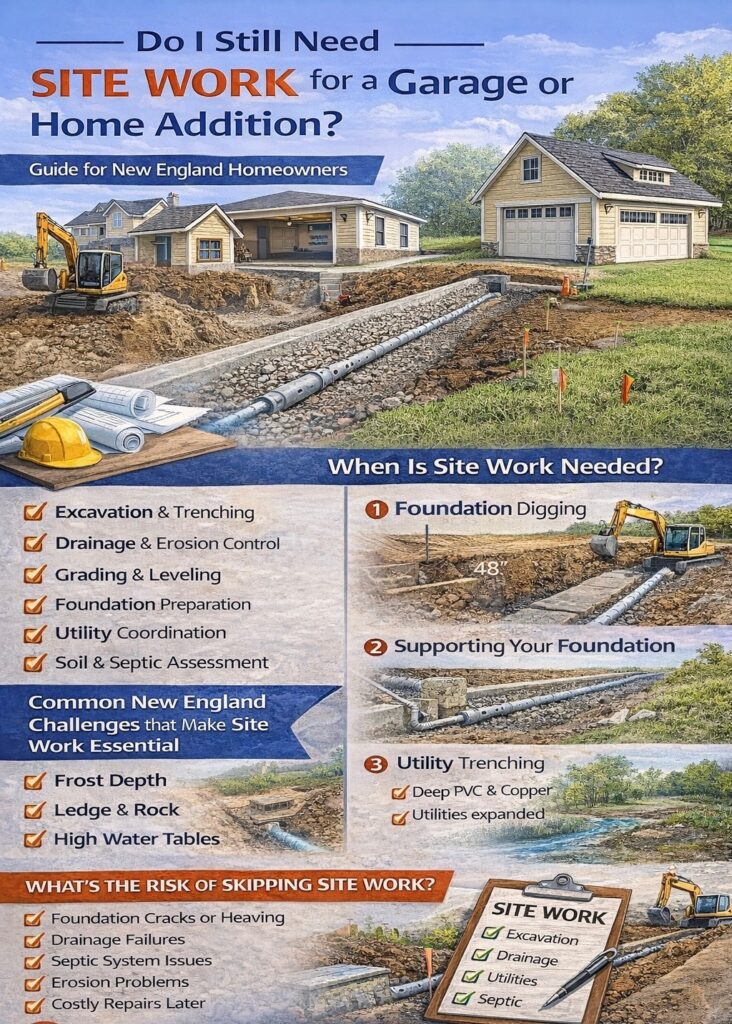 depiction of site work for utility install and excavation for new structure